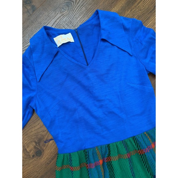 vintage 70s small tartan plaid mod maxi dress - Picture 6 of 10